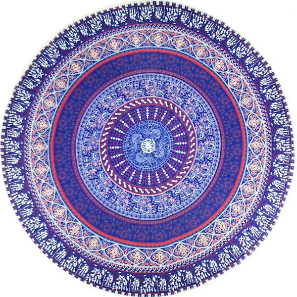 Mjuk stor rund mikrofiber Boho Mandala strandhandduk filt #4