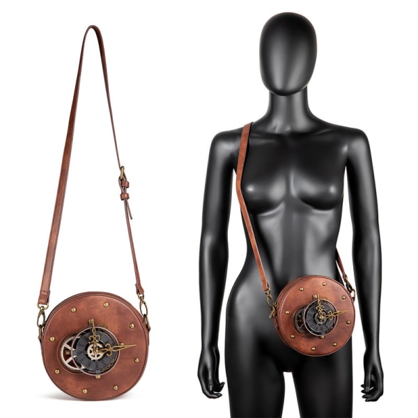Axelväska rund steampunk väska gotisk