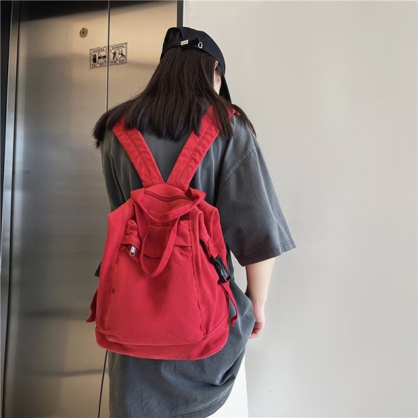 Kevyt matkareppu opiskelija kannettavan tietokoneen laukku, viininpunainen