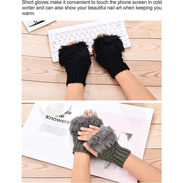 2 par fingerløse handsker Korte Touchscreen-handsker Vanter-A