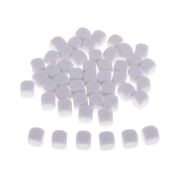 50 stk Blanke Terninger D6 Seks-Siders RPG Spill Terninger Gave 18mm