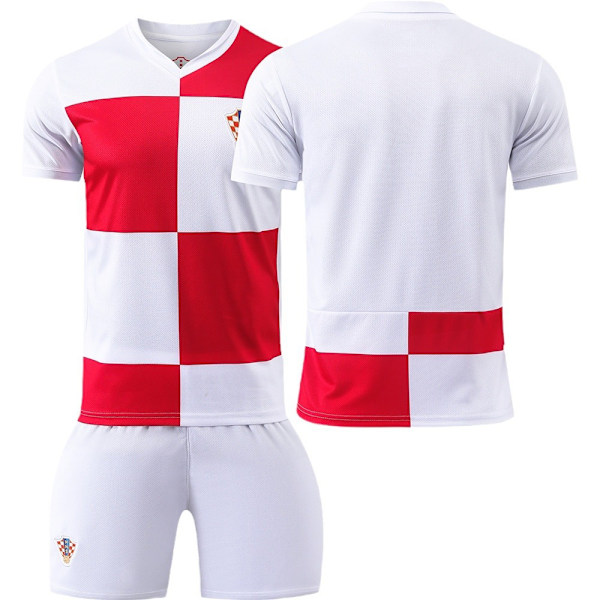 Kroatian jalkapallopaita kotipeliasu 2024 nro 10 Modric Euroopan Cup -paita poikien setti {HONGDE} Size 10 with socks #XL