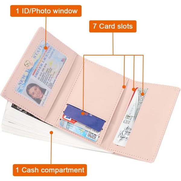 Tyttöjen söpö print lompakko, pieni kolminkertainen lompakko pinkkivalkoinen 2#