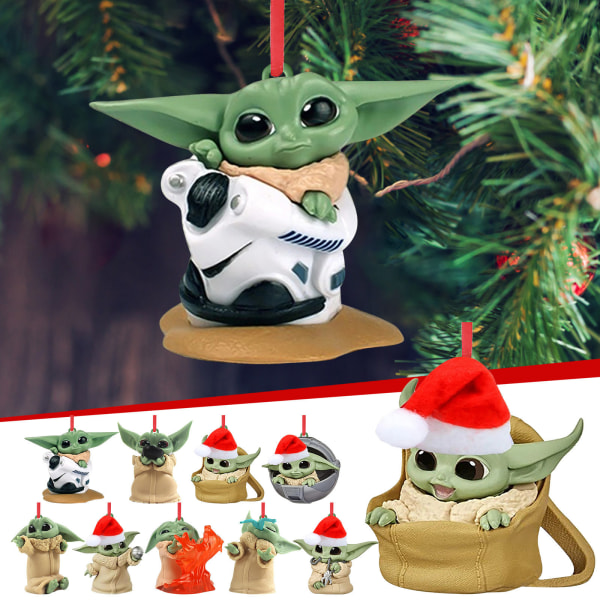 Baby Yoda-anheng Julepynt Flat Hengesmykke Xmas 2#