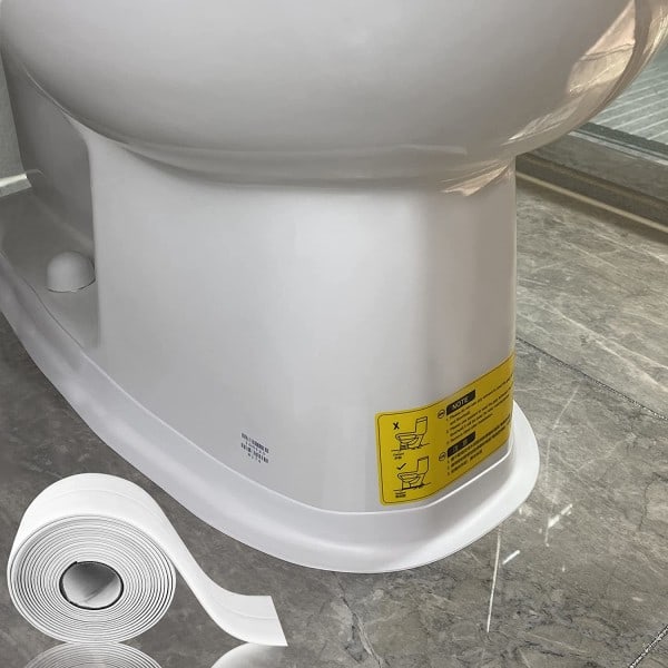 Vit Fogremsa, 2 st 3,2 cm x 3,2 m Självhäftande Fogtejp Tätningstejp för Badrum, Toalett, Köksbänk
