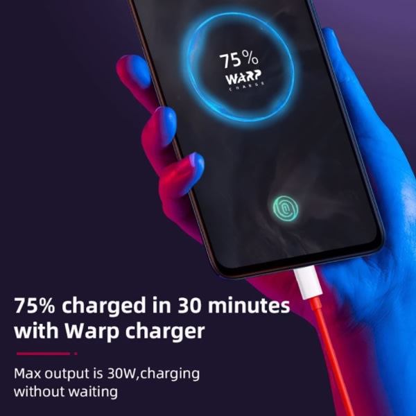 B?rbar Alkuperäinen Oneplus 8tpro Warp Charge Type-C Dash-kabel 3M