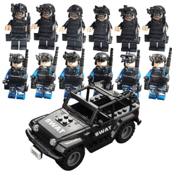 Lelurakennuspalikoita 12 hengelle + lasten poliisiauto Cobi Cada yhteensopiva
