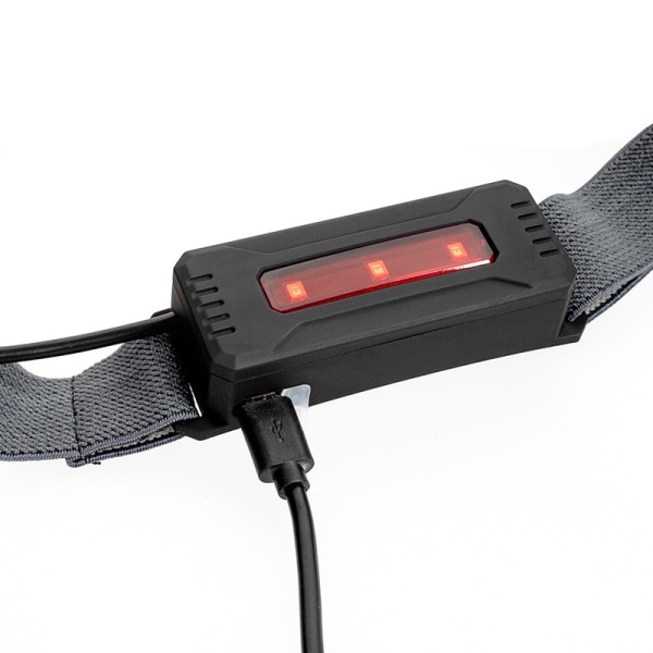 Genopladelig LED-pandelampe lommelygte grå