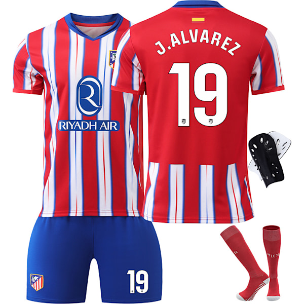 2024-2025 Atletico Madrid kotijoukkueen jalkapallopuku nro 7 Griezmann pelipaita, sukat ja suojavarusteet miehille {HONGDE} NO.7  socks + protective gear #16