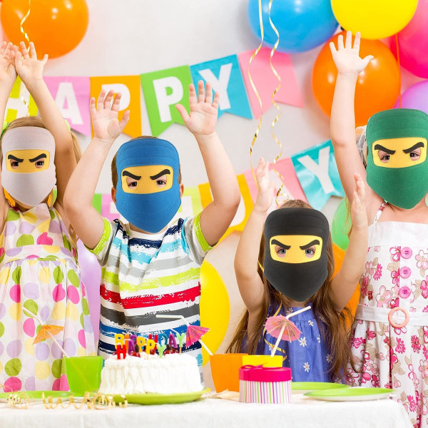 20 stykker Ninjamasker f?r barn, elastisk tegnet filmmaske f?r pojkar, flickor, Halloween-kostym