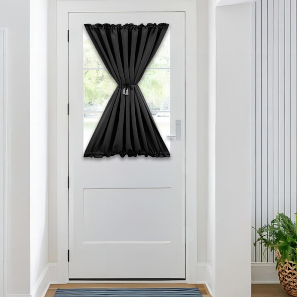 Dørgardin enkel stil ren, chiffongardiner romantisk boligindretning, sort, 61 x 183 cm 61*183cm