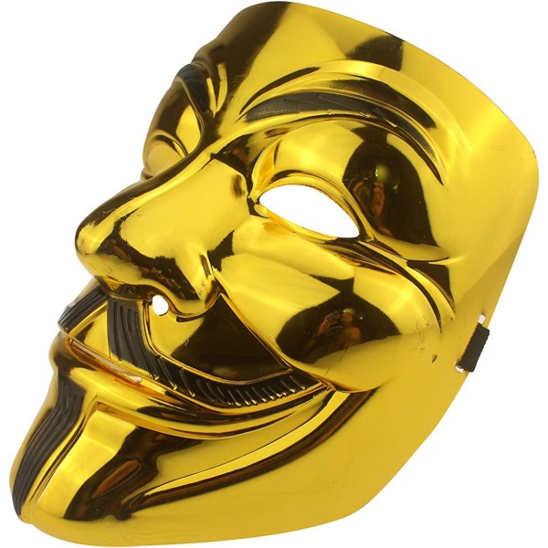 Udekit Hacker Anonym Mask Gold V f?r Vendetta Mask f?r barn Kvinnor M?n Halloween Party Kostym Cosplay Guld