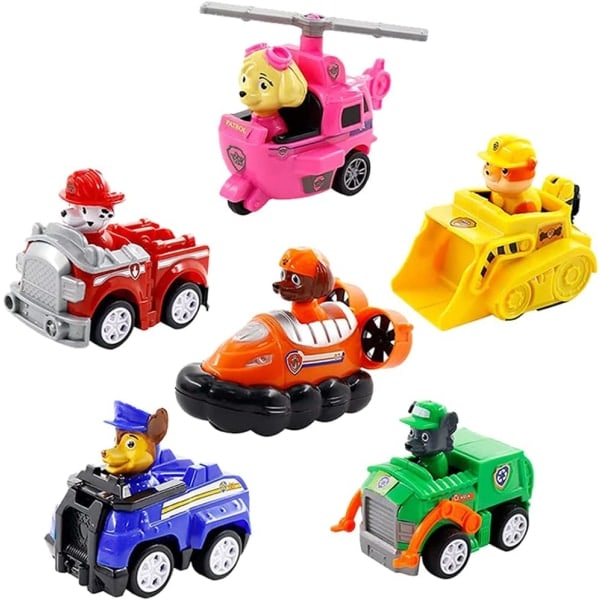 Paw Patrol Figurer med Sæt, 6 Dele Paw Patrol Bil Børn Legetøj Sæt Chase Politibil Julefødselsdagsgaver til Børn