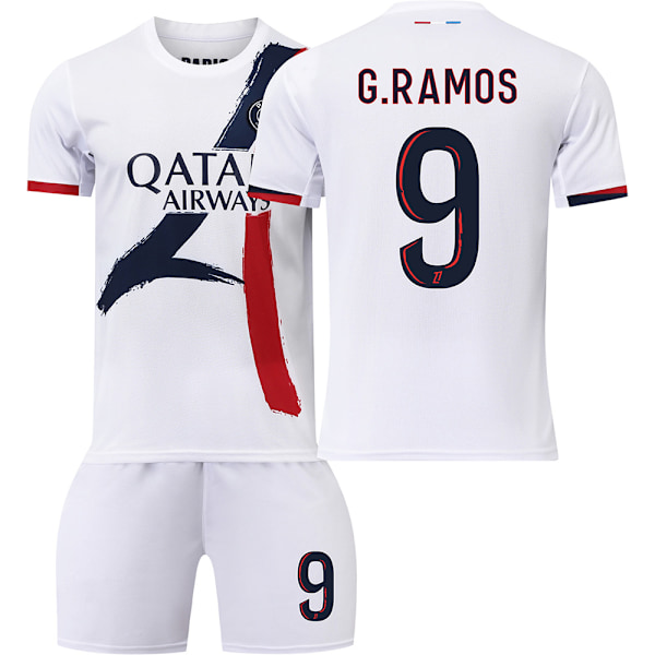 2024-2025 Paris trøje nr. 7 Mbappe nr. 19 Li Gangren nr. 10 Dembele nr. 9 Ramos børnefodbolduniformsæt{HONGDE} Size 19 socks Size M