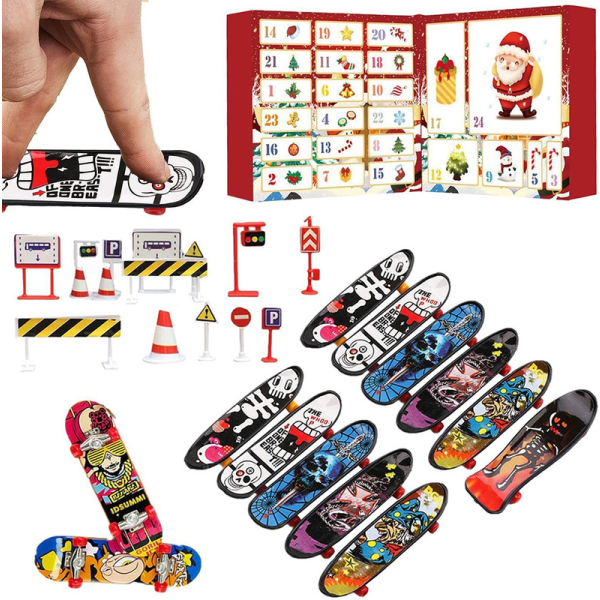 2023 Toy Advent Calendar Kids Finger Mini Skateboards 24 Days Christmas Advent Calendar with Colorful Mini Gripboard