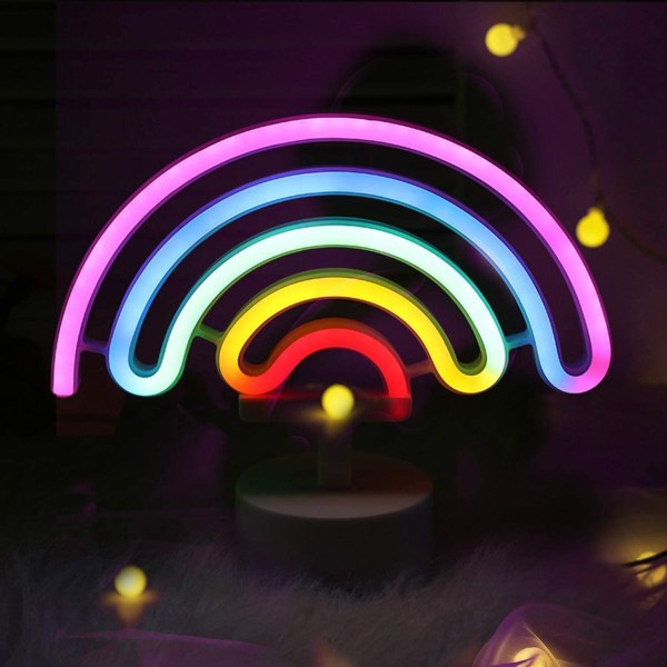 Neon LED Rainbow -yövalo jalustalla