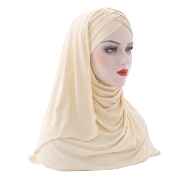 Kvinners Hijab Muslimsk Hijab Full-dekning Langt Skjerf-beige