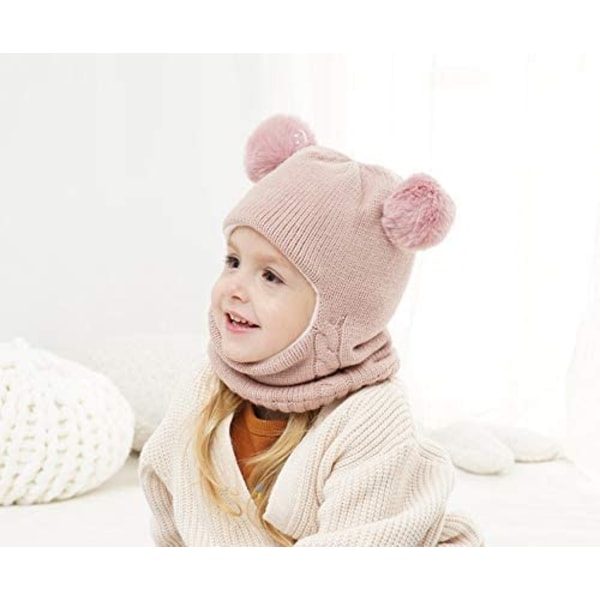 Baby Winter Hat Scarf Set, Unisex Infant Toddler Hat Scarf-pink