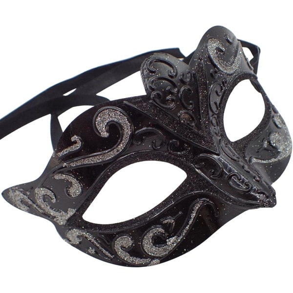 Topkids Accessoarer Masquerade Mask f?r kvinnor och m?n Black W/ Glitter