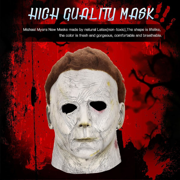 Noufun Michael Myers Mask f?r vuxna, Halloween Mask Micheal Myers Face - Halloween 2020 Grey-2018