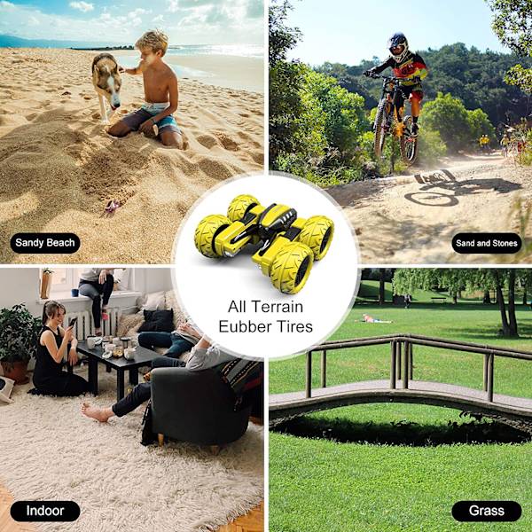 RC Stuntbil, Elektrisk 2-sidig 4WD 2.4Ghz Roterende LED-lampe