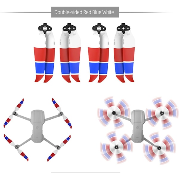 Air 2S Propeller Tyst Propeller Vikbar 7238F Propeller för DJI Mavic Air 2/Air 2S Drontillbehör (Röd Blå Vit 4st)