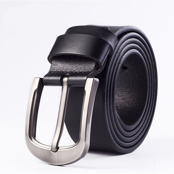 Herre Svart Skinn Justerbart Belte (115mm)