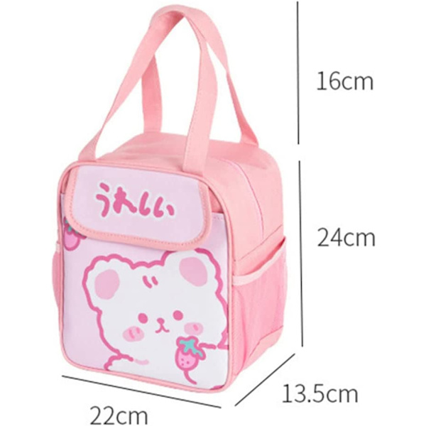 1 kpl Kawaii-lounaslaukku, söpö eläinpiirros, punainen