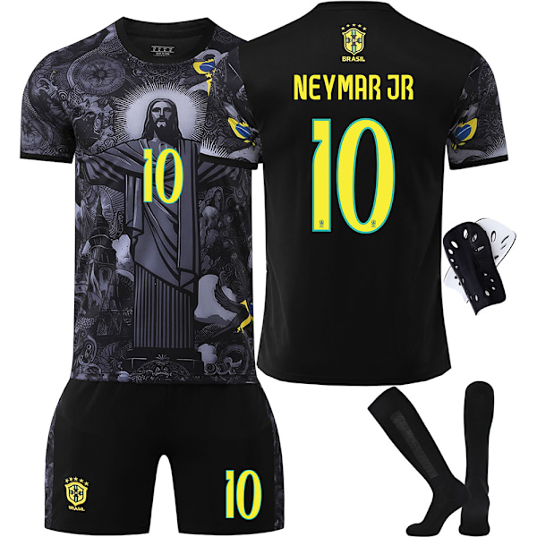 2025-2026 Brasilien Retro Special Edition Fodboldtrøje Nr. 7 Vinicius Nr. 10 Neymar Trøje Børnesæt{HONGDE} Size 10 socks 26 yards