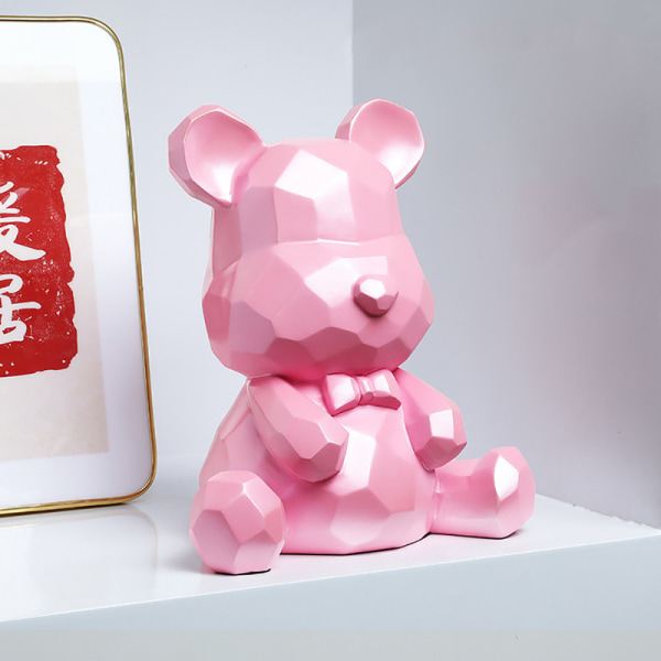Geometrinen koristeellinen karhu säästöpossu vaaleanpunainen