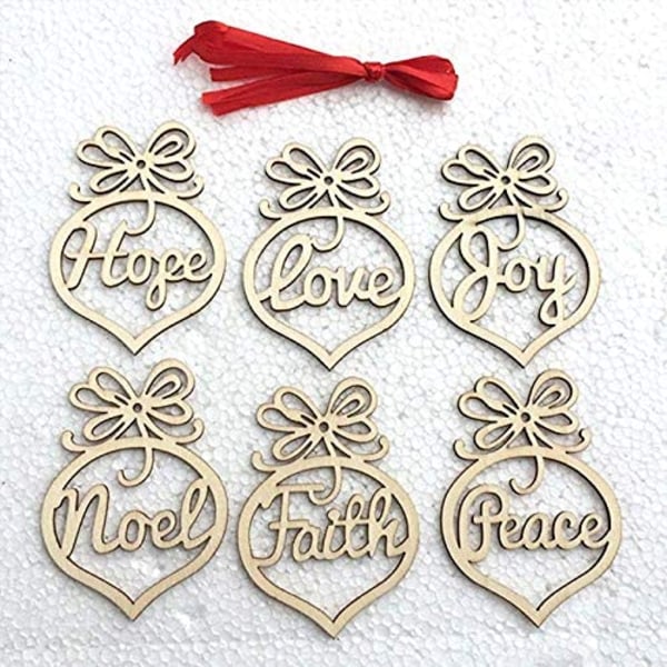 12pcs Wooden Love Shaped Embellishments Handing Ornament