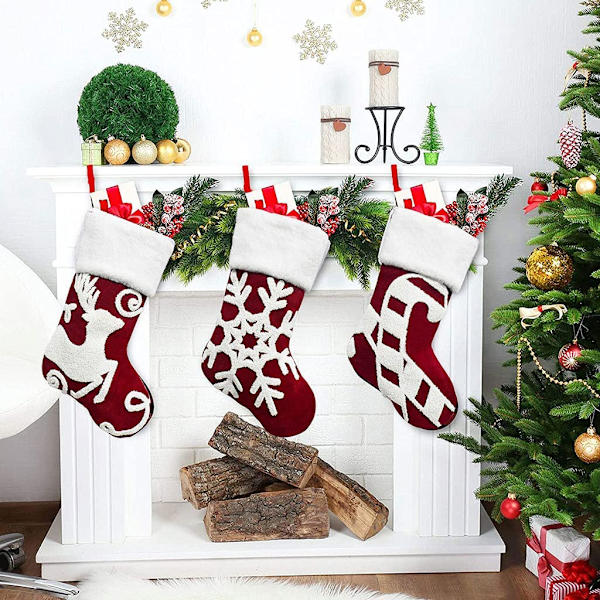 17\" Julstrumpor Strumpor Broderi Älg Jul Godis Presentpåse