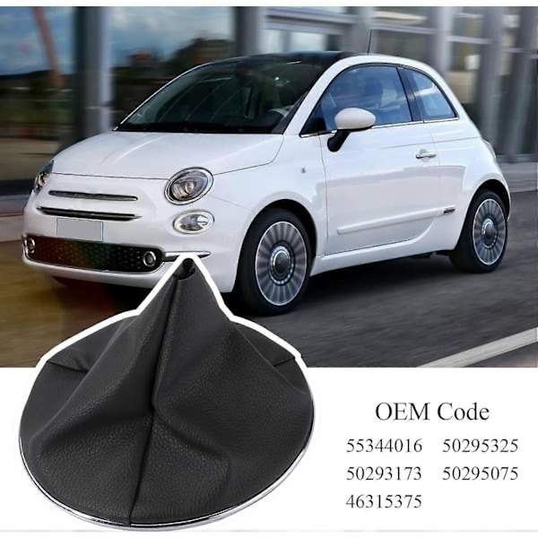 Gearknop til Fiat 500 500C 2007-2015 55344016 50293173 50295075 50295325 Sort Læder & Krom Gearknop