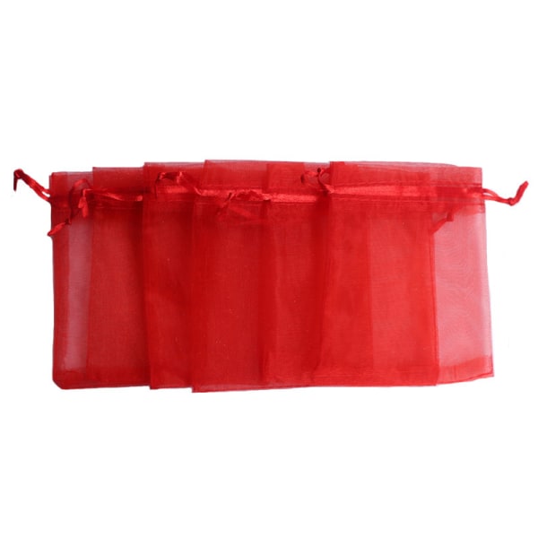 100st Bunch Protection Bag Grapefrukt Organza Bag-10*15cm-Röd