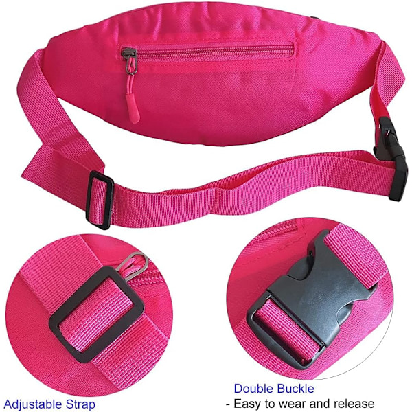 Crossbody Fanny Packs til Kvinder og Mænd, Taljepose, Vandafvisende, Bæltetaske, til Rejser, Gåture, Vandreture og Løbeture (Pink)