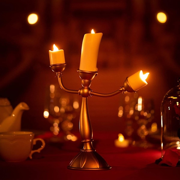 Skjønnheten og Udyret Lumia lysestake bordlampe ornament nattlys [HONGDE]