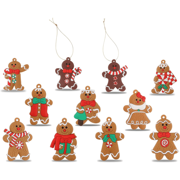 12 kpl Joulu Pepparkakor Man Ornaments Christmas Träd Hängande Dekorationer