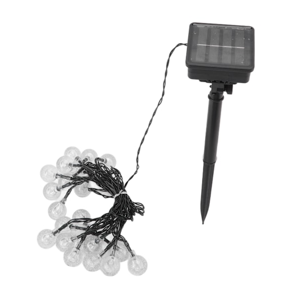 Solcellelysstreng 20 LED IP65 Vanntett 2 Moduser Dekorative Utendørs Ball Lampe Lysstreng for Campingfest 16.4ft Hvit Lys