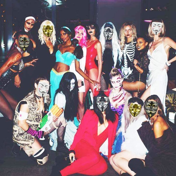 Halloween Vendetta Mask, Fancy Dress Carnival Mask Unisex Adults Party Accessoar Cosplay Golden
