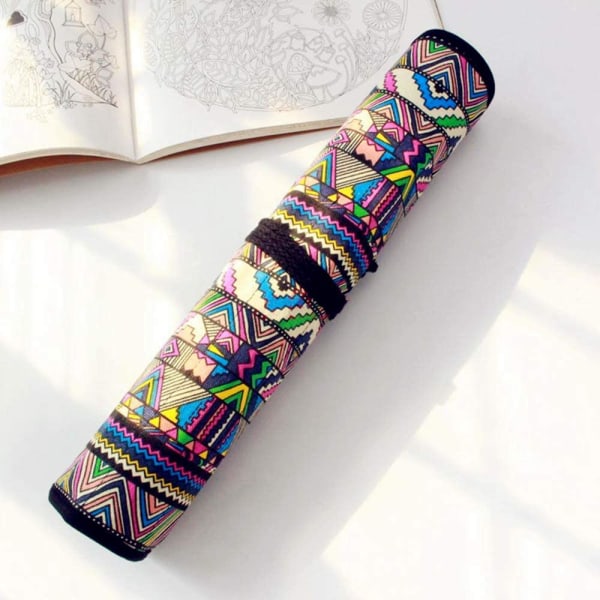 Färgpenselhållare Konstnär Canvas Roll Väska Makeup-B