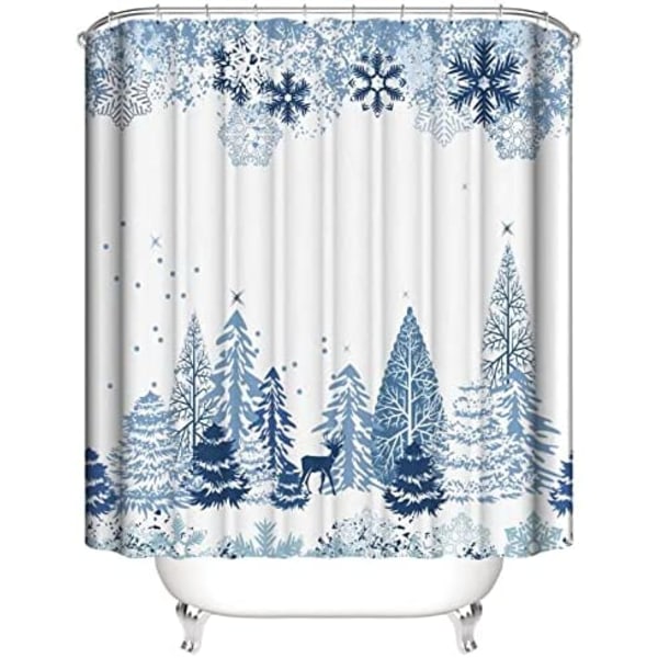 Jul Duschdraperi, Snöflinga Älg Trä Tryck 72x72 Tum