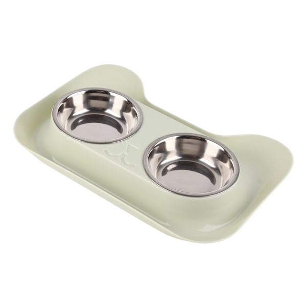 Pet Dog Bowls Stainless Steel Cute Shape Leak Proof Smooth Interior Easy to Clean Double Dog Bowl for Cats Green