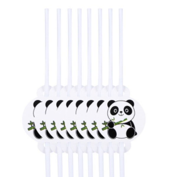 20kpl Black and White Panda Birthday Props Holiday Party Straw