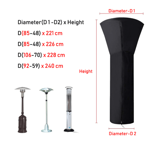 Elektrisk terrassevarmertrekk vanntett, med glidelås -228*106*70cm