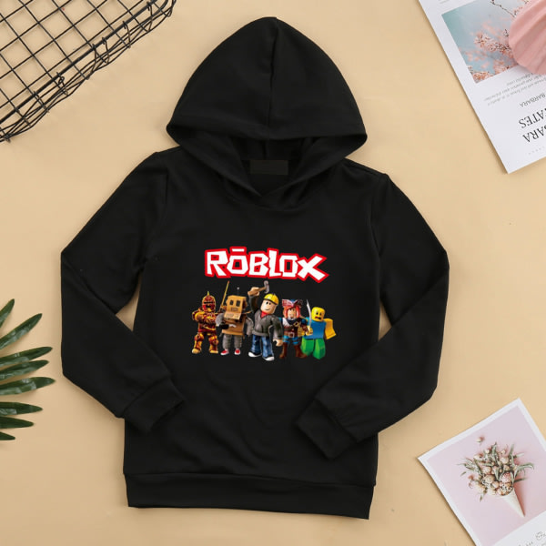Roblox hættetrøje til børn Overtøj Pullover sweatshirt black 140cm