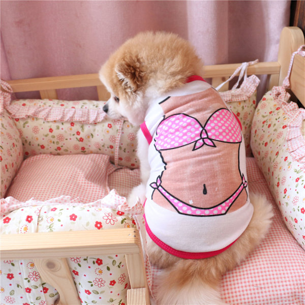 Lemmikki liivipaita Hihaton vaalea väri Mukava hengittävä koiraliivi Pellava Teddy Bichon Pomeranian Bikini S, 20g/0,7oz