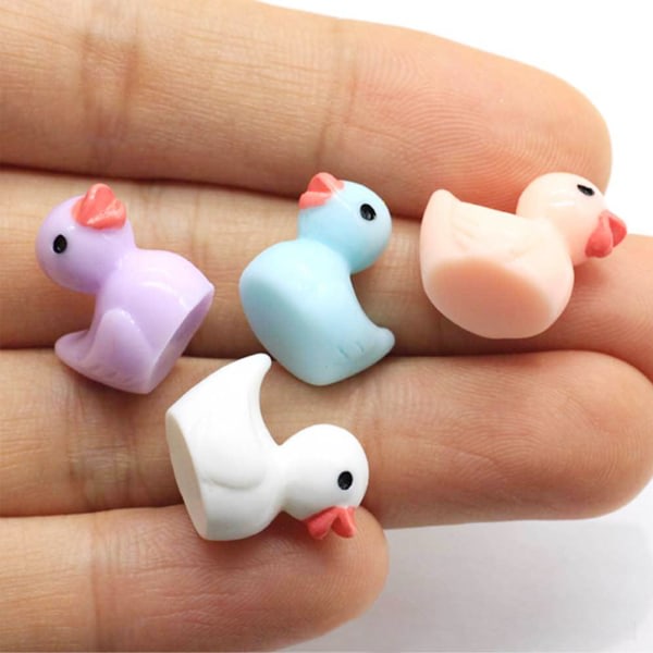 100 st Mini Resin Duck Miniatyr Duck Figurer Micro Fairy Gard Multicolor 100