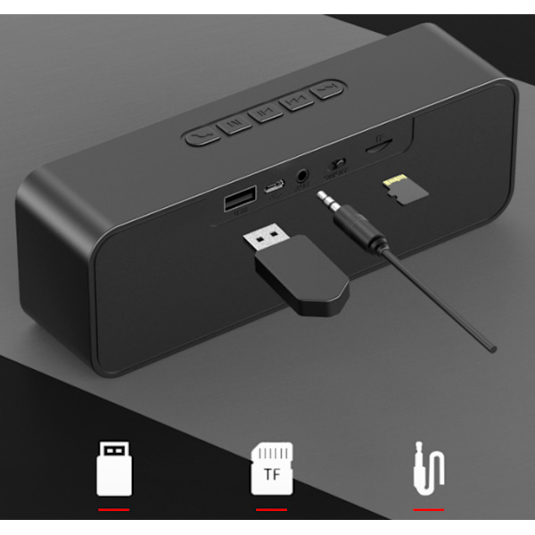 Bærbar Bluetooth-høyttaler Trådløs Bluetooth 18*4.3*6.3cm grå
