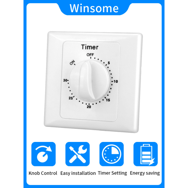 AC 220V Afbryder Timer Pumpe Højtydende Elektronisk Kontrol Mekanisk Nedtælling Stik Tidsafbryder-30min