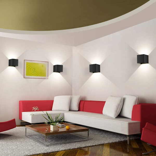 1 stk vegglampe, justerbar strålevinkel 10W LED svart